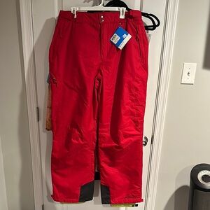 Columbia Red Snow Pants Waterproof Material Knee Reinforcement